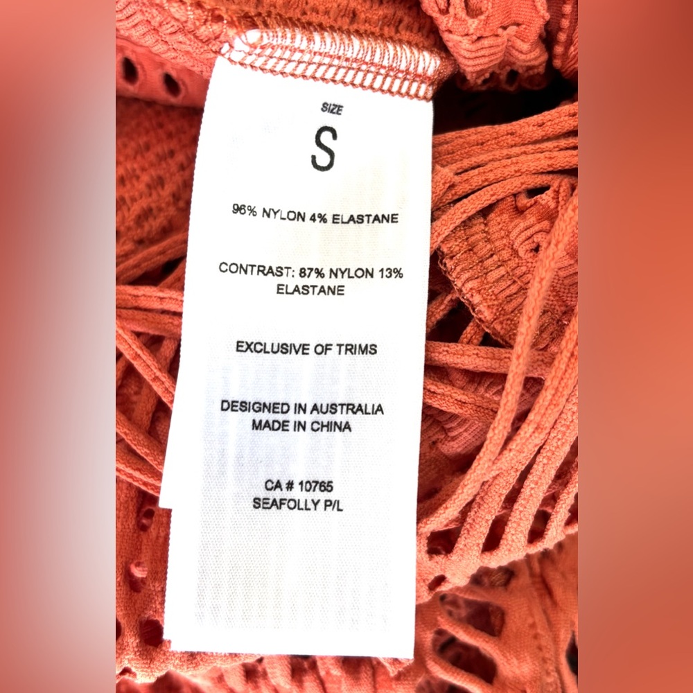 SEAFOLLY Anthropologie “Marrakesh” Cover Up in bright red cinnamon, NWT! Small - Picture 9 of 9